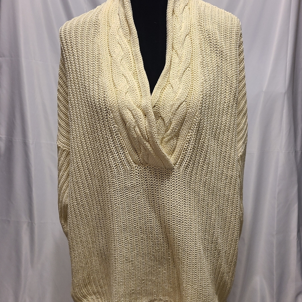 Ralph Lauren White Cable V-Neck Sweater